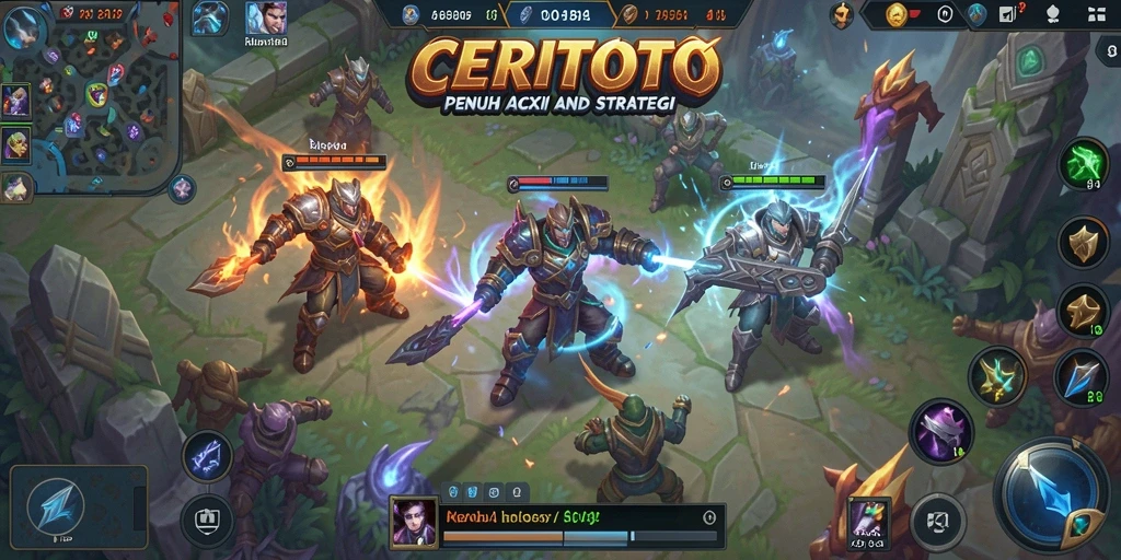 Tampilan seru gameplay <strong>CERITOTO</strong> dalam pertempuran MOBA.