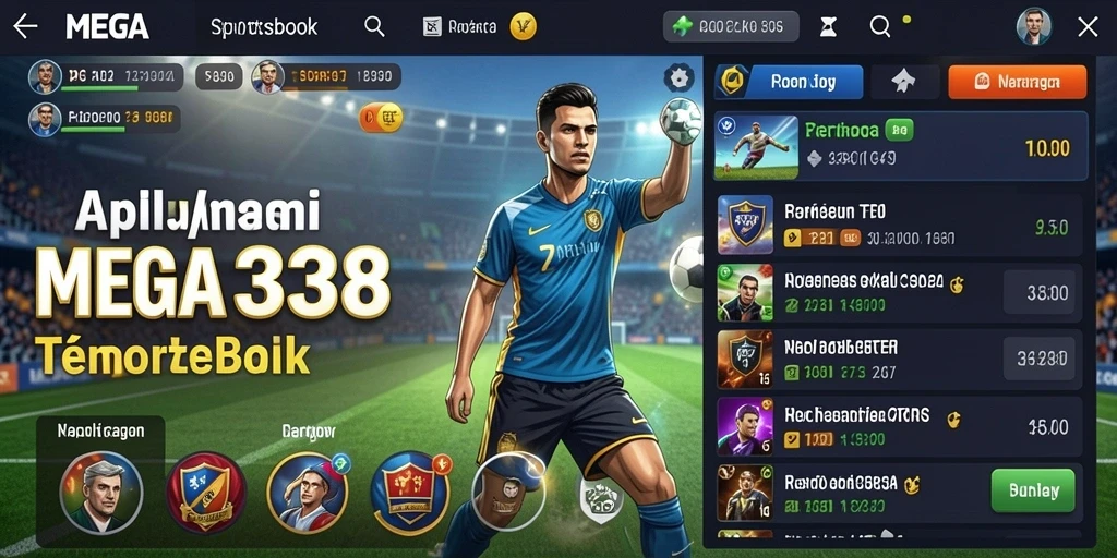 Tampilan screenshot utama MEGA338 menampilkan antarmuka taruhan olahraga yang intuitif.