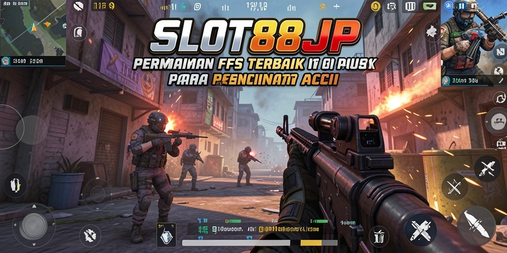 Screenshot dari gameplay menegangkan SLOT88JP di arena FPS.